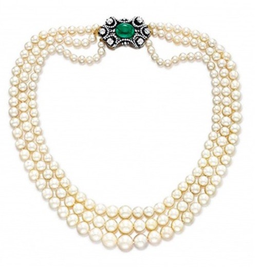 Rare Three-Strand Natural Pearl Necklace