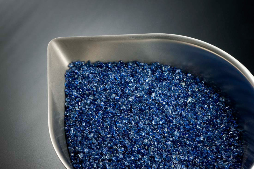 Figure 11. Tumbled Lao sapphire from Huay Xai. While the size of the Lao sapphire tends to be small, the color is just beyond nice. Photo: Wimon Manorotkul