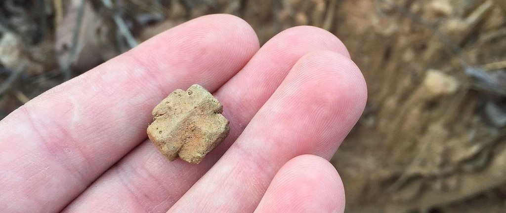 Natural cruciform staurolite or “fairy stone,” found at the Fairy Stone State Park, Virginia.