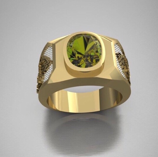 Design and make Peridot gold ring for men