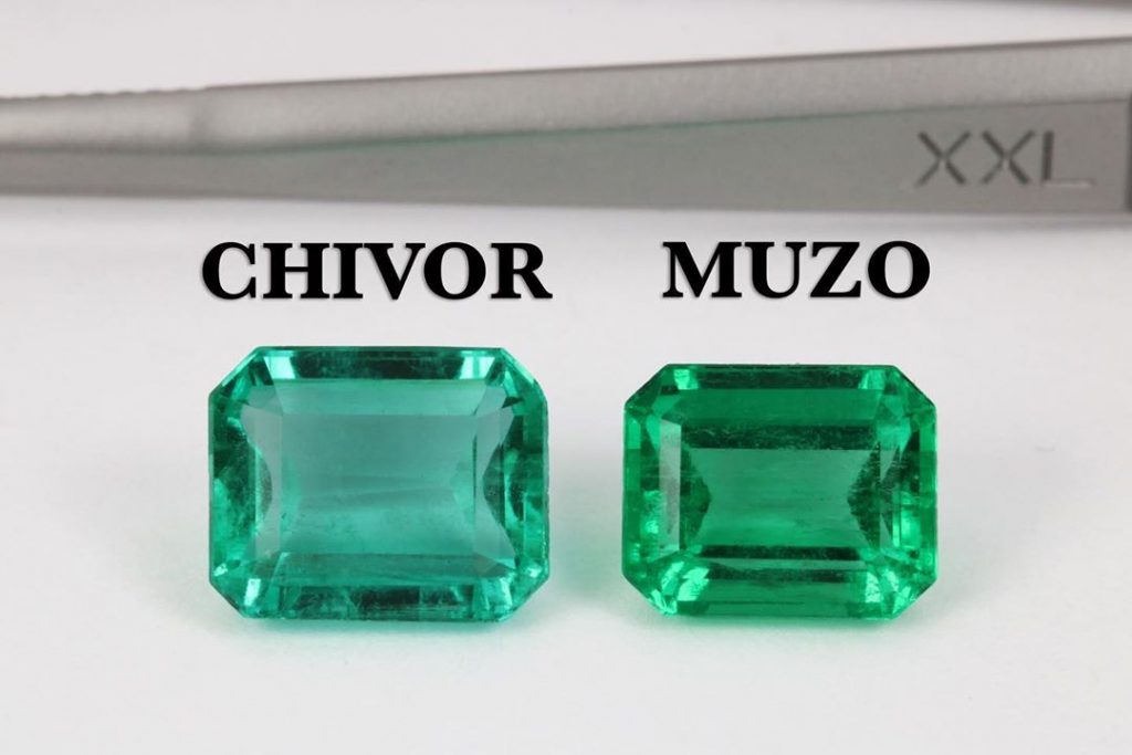 Emerald khai thác từ 2 mỏ Chivor và Muzo có màu sắc khác nhau.