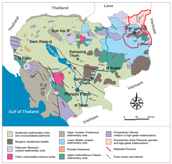Mỏ đá quý Zircon tại tỉnh Ratanakiri (រតនគិរី), Cambodia. ©Universität Wien