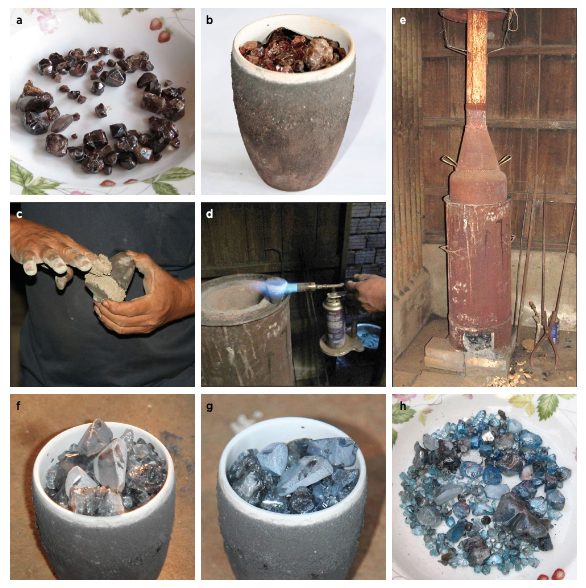 For the heat treatment of Ratanakiri zircon in a reducing environment. Photos by L. Nasdala, Ralf Grunert and Astrid Wittwer.