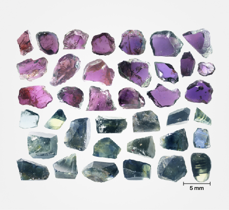 Ruby and Sapphire samples collected from Bo Welu, Thailand.