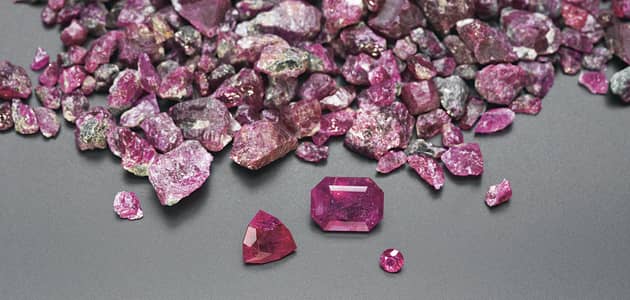 Greenlandic rough and cut rubies
