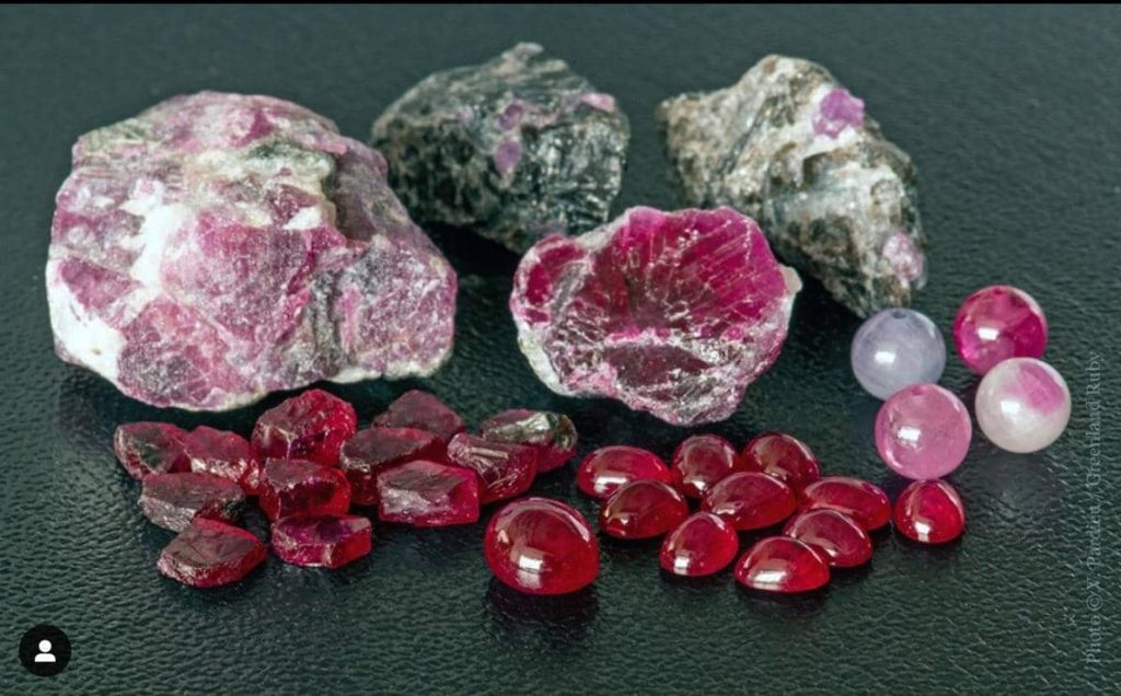 Rough and Cut Rubies and Pink Sapphires from Greenland