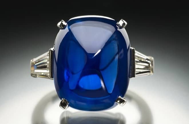 14.63 carat Kashmir Sapphire ring from the Edward Arthur Metzger Gem collection. Photo: Jeff Scovil / Lotus Gemology