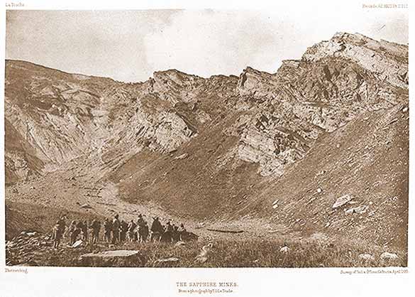 The Kashmir sapphire mines. From a photograph by T.D. LaTouche