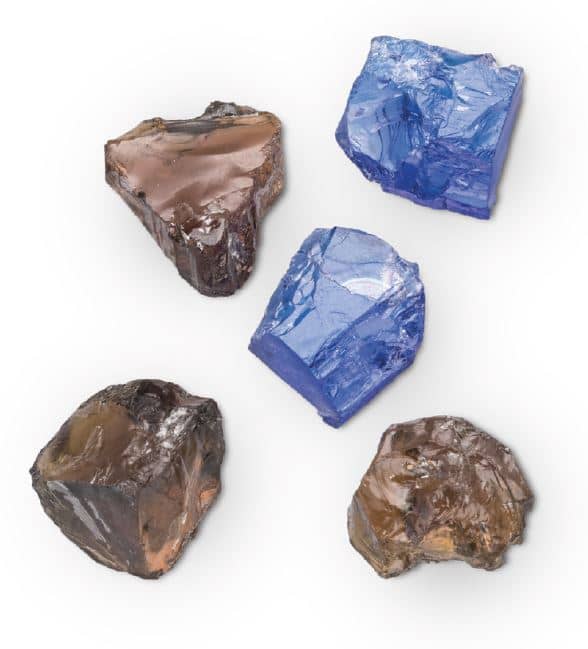 Natural zoisite is usually brownish green or khaki,
however rarely it will naturally come out of the
ground violet-blue.​