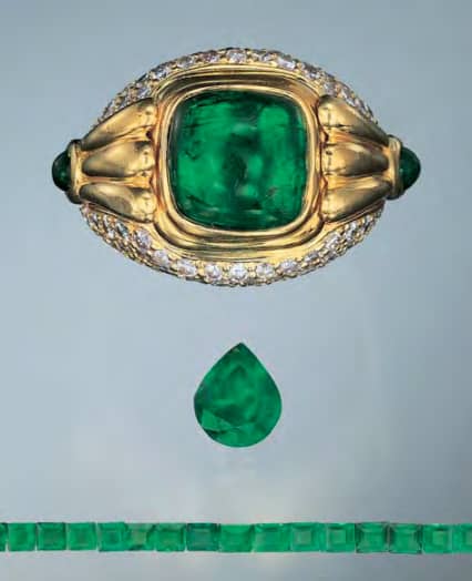 3.67 carat Sandawana emerald in the ring