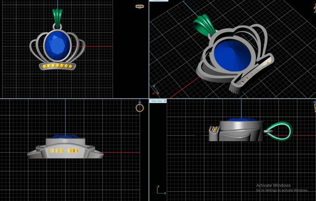 3D design Crown Pendant Necklace | AME Jewellery