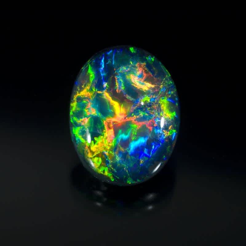 Australian Black Opal can show a rainbow of colors